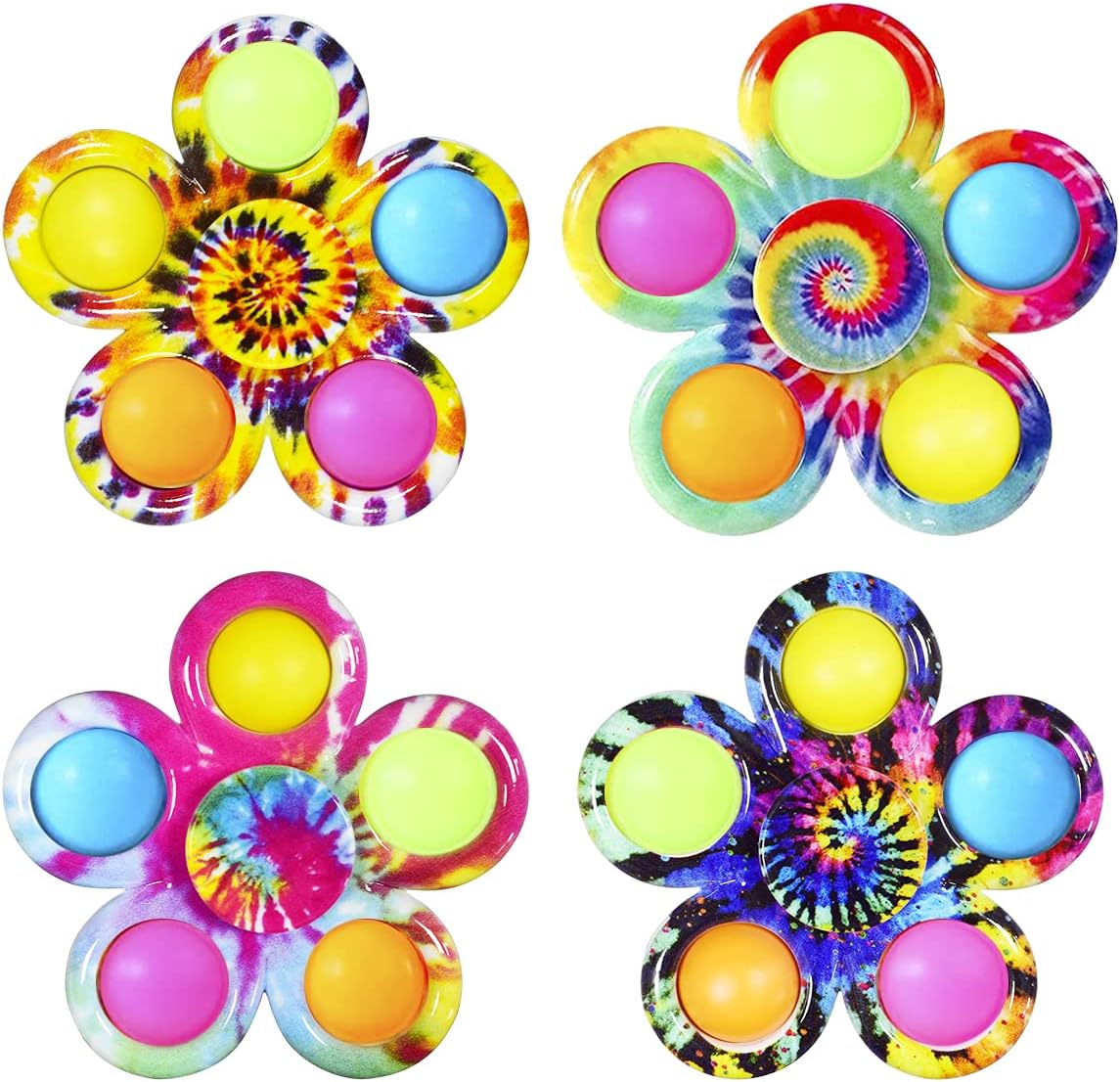Fidget Spinner Pop Toys 4 Pack, Pop Bubble Spinner Set, Party Favor Sensory Fidget Bulk Pack Toys, Popper Fidget Toy