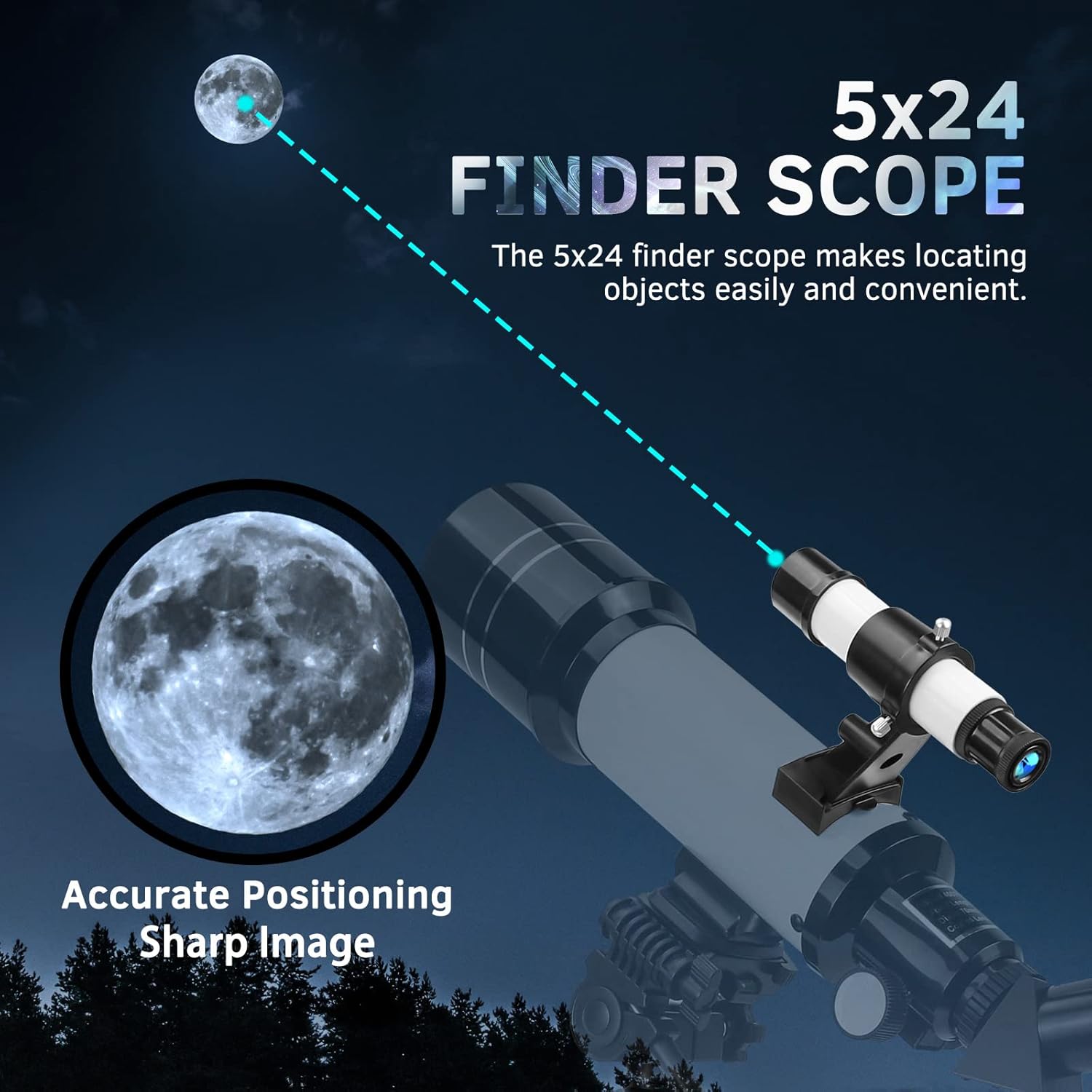 Telescopio Astronomico per Bambini Principianti, 400/70mm ad Alto Ingrandimento Hd, Doppio Uso, Portatile e Dotato Di Treppiede, Adattatore Per Smartphone Refrattori Maxlapter - Immagine 5