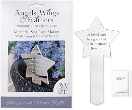 Memorial Star Plant Marker with Forget Me Not Seeds – Flower Seeds for Memorial Gift & Tribute – Sympathy Gift for Loved Ones – Garden Ornament Display – Angels Wings & Feathers | Sympathy Gift for Loved Ones, Garden Ornament Display, by Angels Wings & Fe