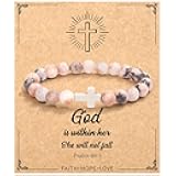 Valentines-Day Christian Gifts for Women, Religious Cross Bracelet Gifts for Women/Daughter/Friend/Sister/Grandma/Granddaughter/Godmother/Her, Inspirational Birthday Faith Based Jewelry Stocking Stuffers Gifts