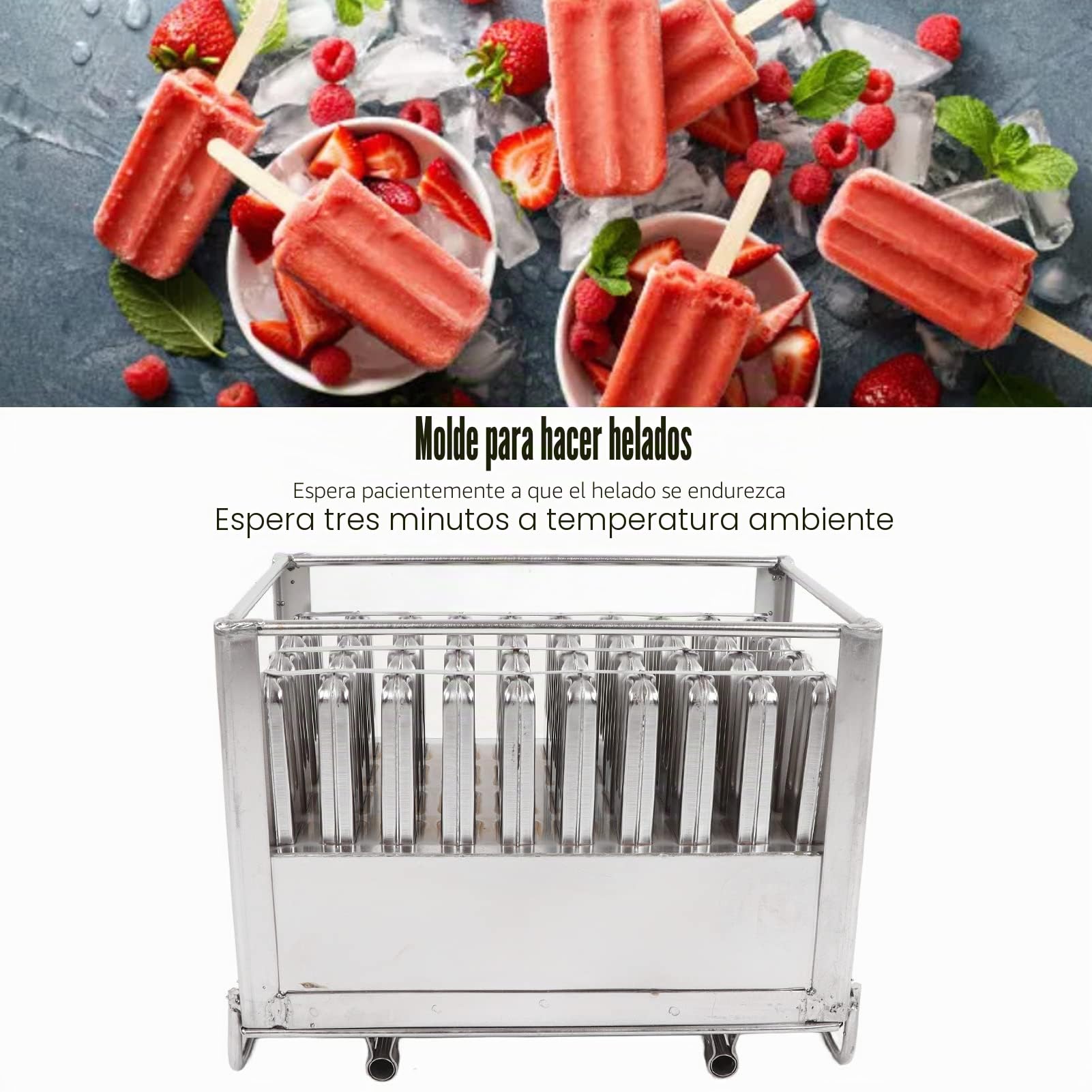 Máquina para Hacer Paletas Acero Inoxidable, Moldes para Paletas Heladas Confiables sin Bpa Molde Barra Hielo Bricolaje 40 Moldes para Paletas Borde Cuadrado Fabricante Helados Congelación Rápida