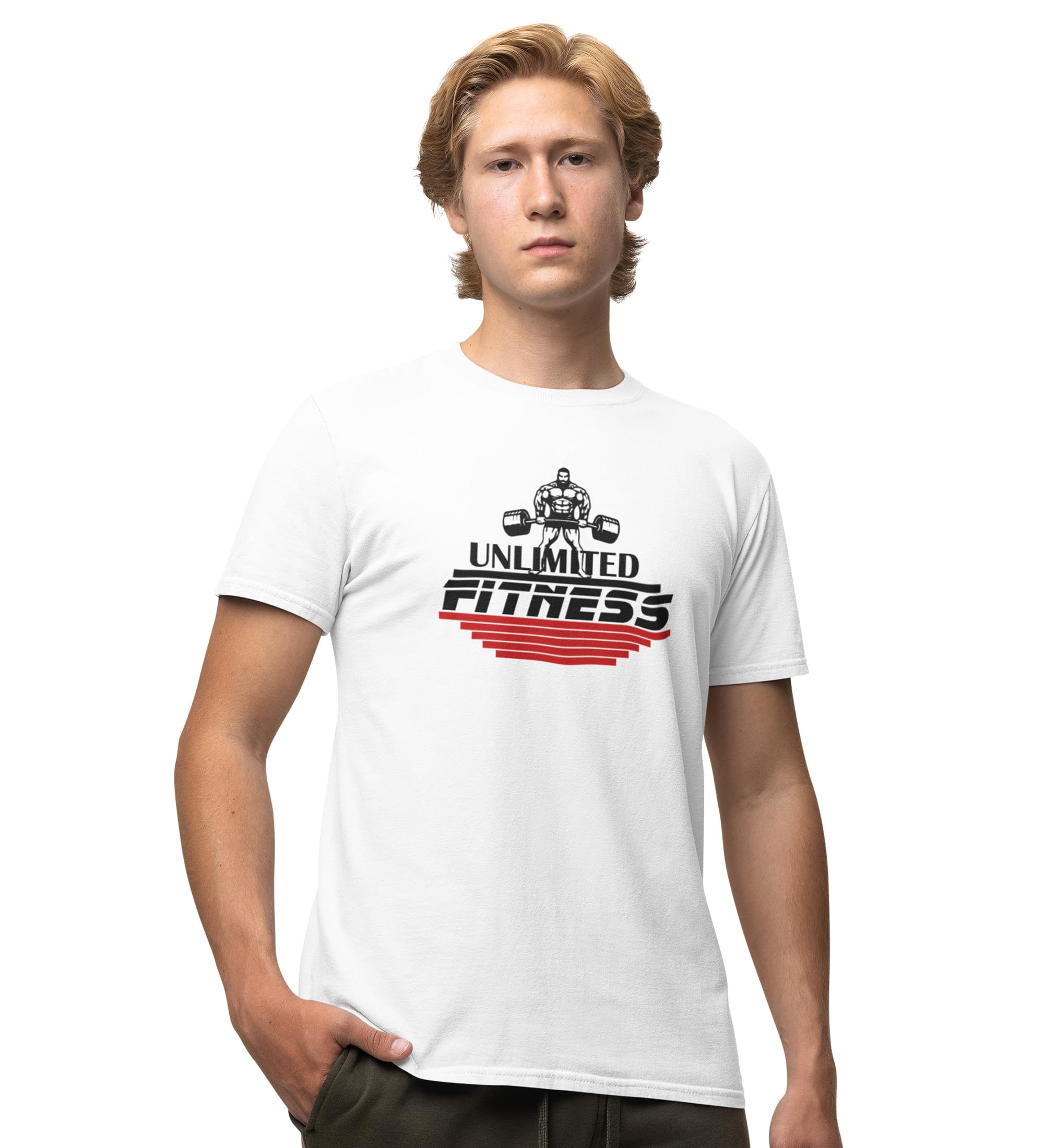 NeviCollections Unlimited Fitness White Round Neck Cotton Half Sleeved Men's T-Shirt with Printed Graphics-picture-32