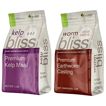 Worm Bliss 1 Qt + Kelp Bliss 1lb - Organic Worm Castings for Plants & Kelp Meal Organic Fertilizer - Kelp Fertilizer for Plants - Kelp for Plants - Earthworm Castings Organic Fertilizer for Plants