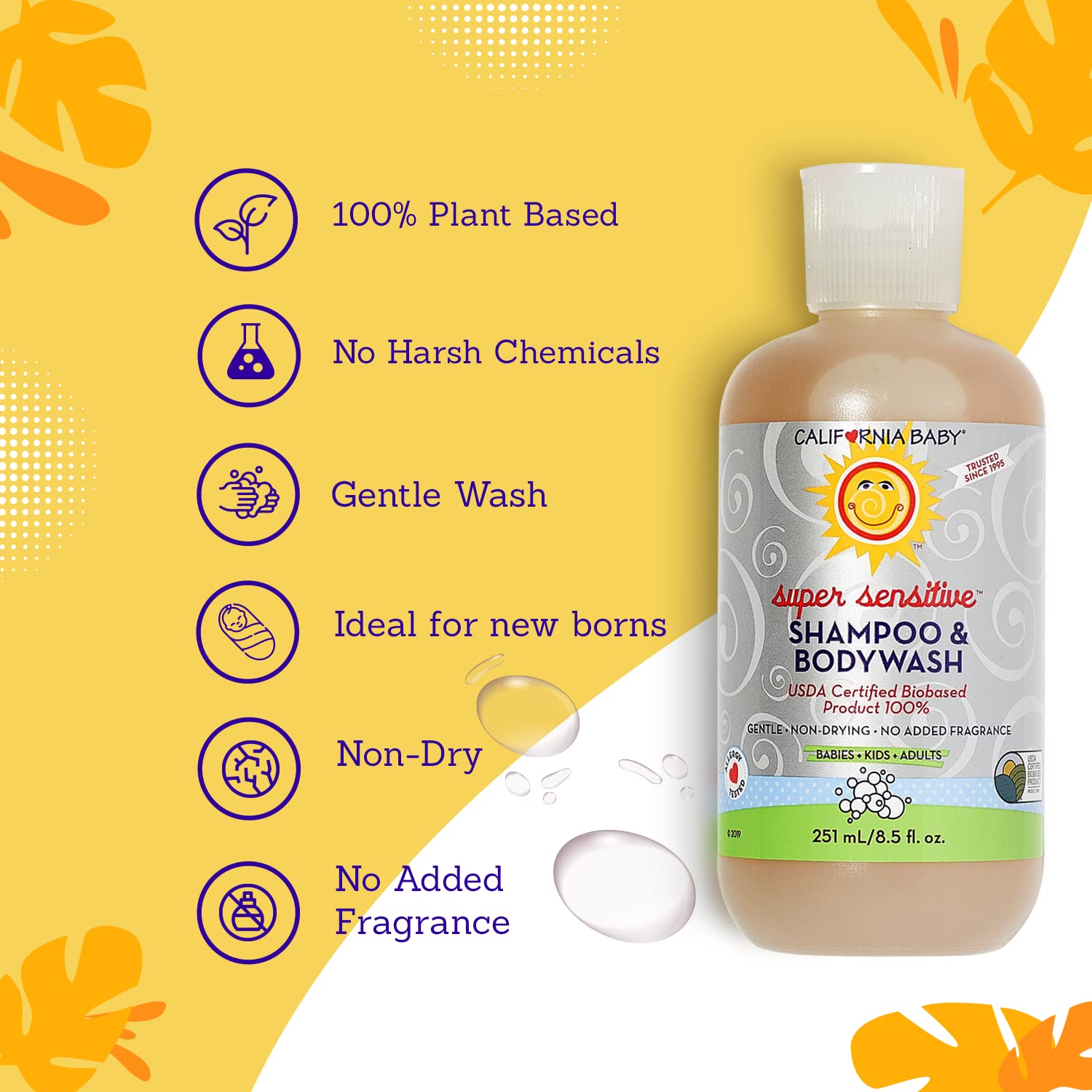 California Baby Super Sensitive Shampoo and Body Wash Cabello cara y