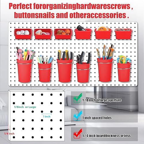 Miniatura 3 de Roowest Juego de 60 cubos de tablero de clavijas, organizador de pared con ganchos y bucles, surtido de ganchos para clavijas, accesorio organizador