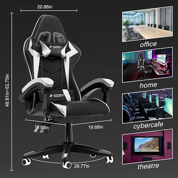 Bigzzia Ergonomic Gaming Chair With Lumbar and Headrest Cushions