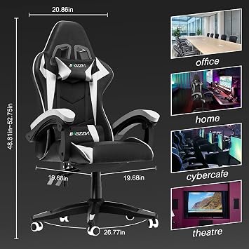 Bigzzia Ergonomic Gaming Chair With Lumbar and Headrest Cushions
