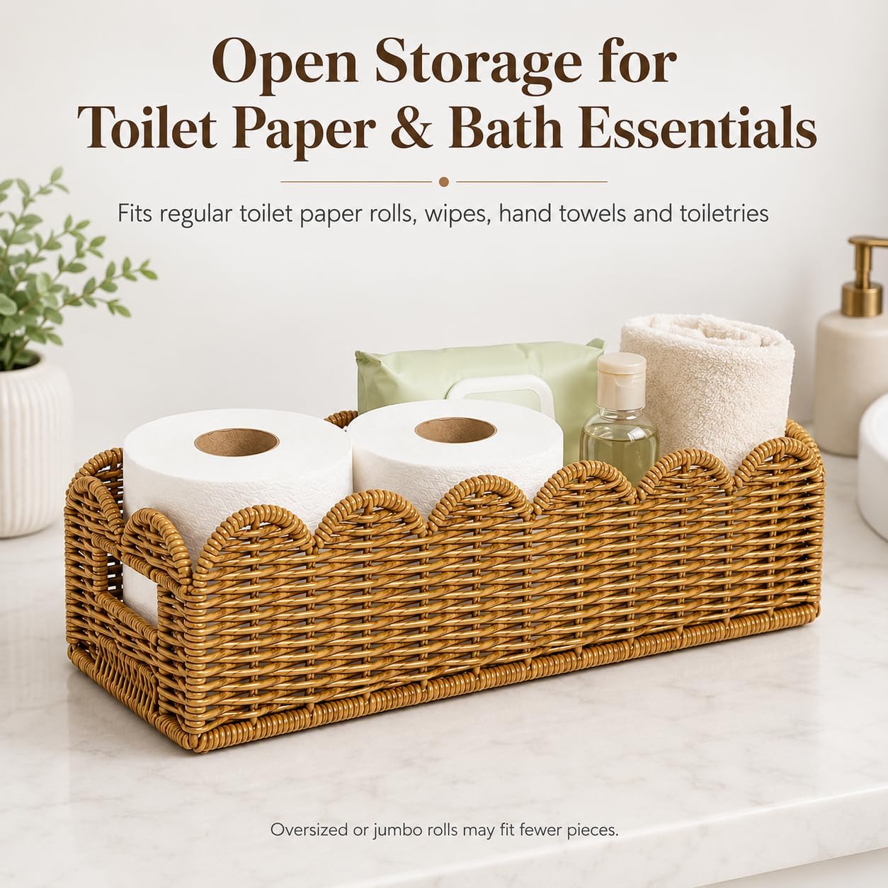 Scalloped Toilet Paper Basket for Toilet Tank, Water-Resistant,2PK image 3