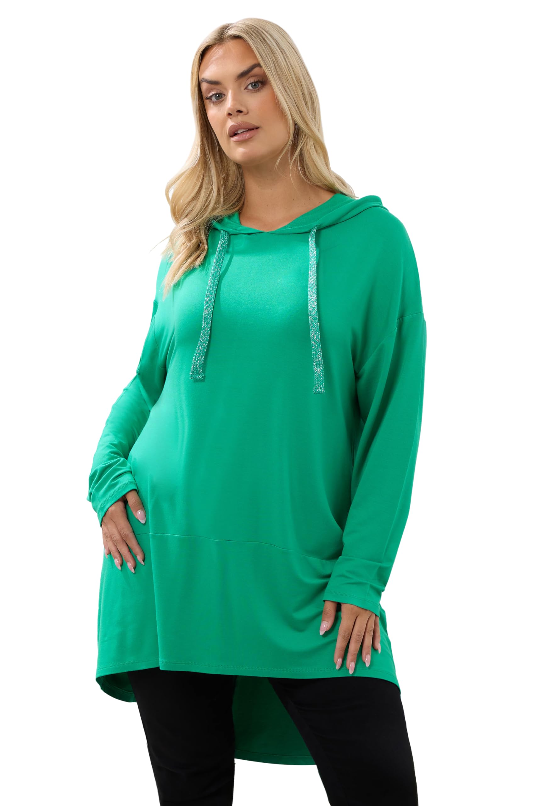 Yours Women's Green Curve Longline Hoodie - Plus Size Curve