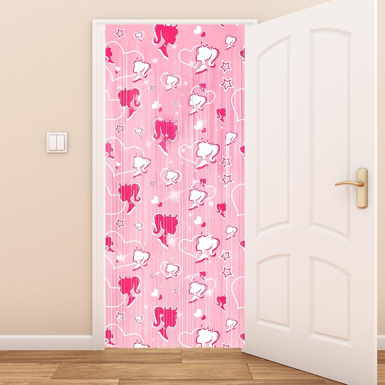 2Pcs Hot Pink Girls Metallic Tinsel Curtain Fringe for Birthday Party Decorations 3.2ft x 6.6ft, Glitter Pink Door Fringe Streamers Photo Booth Backdrop for Birthday Party Celebration Room Decor