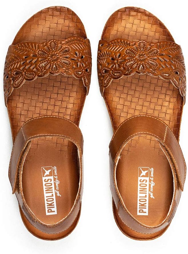 PIKOLINOS Wedge Sandals Leather Mahon for Woman Brandy