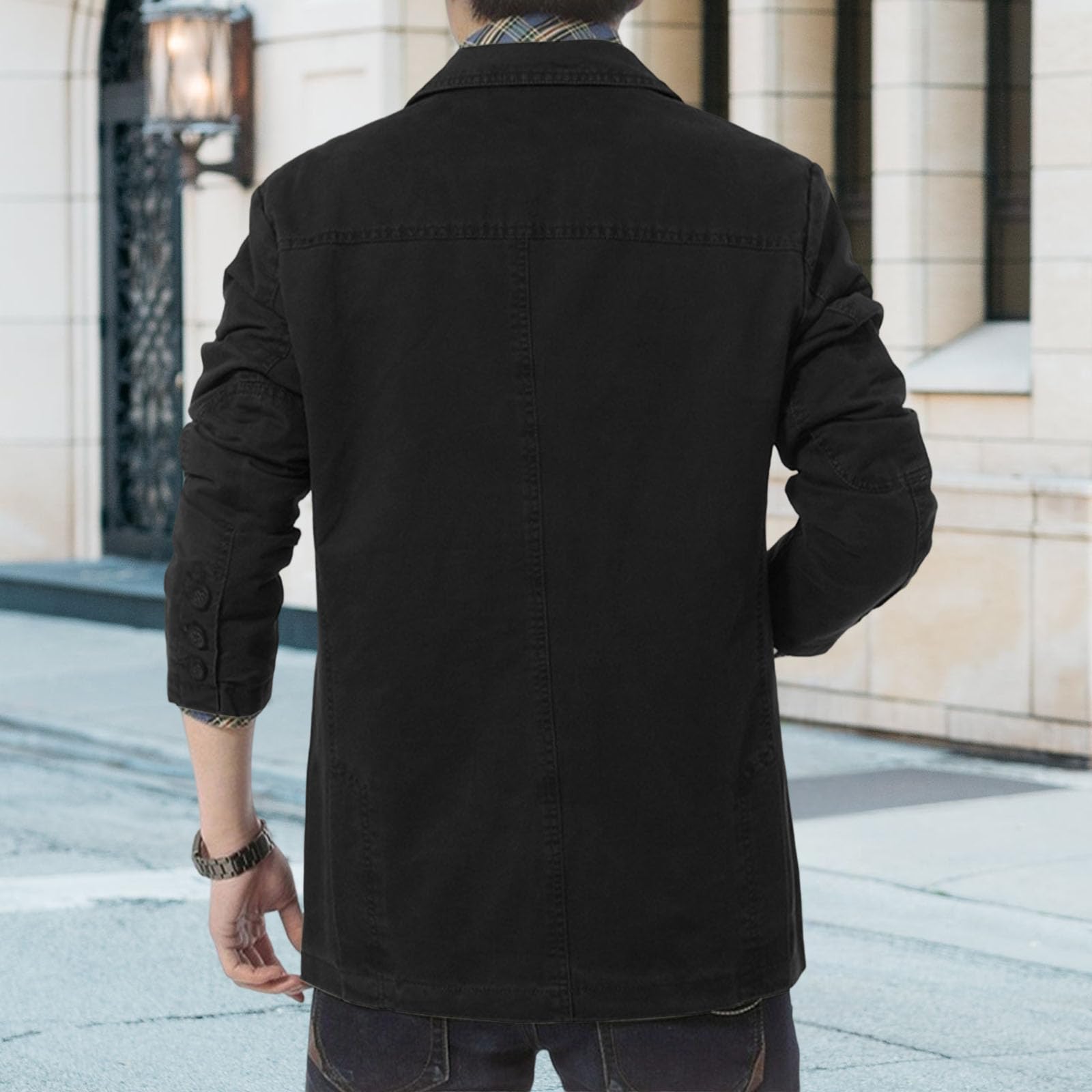 Abrigo casual de tres botones para hombre, chaqueta de negocios, chaqueta deportiva con solapa de muesca, ajuste delgado, para exteriores