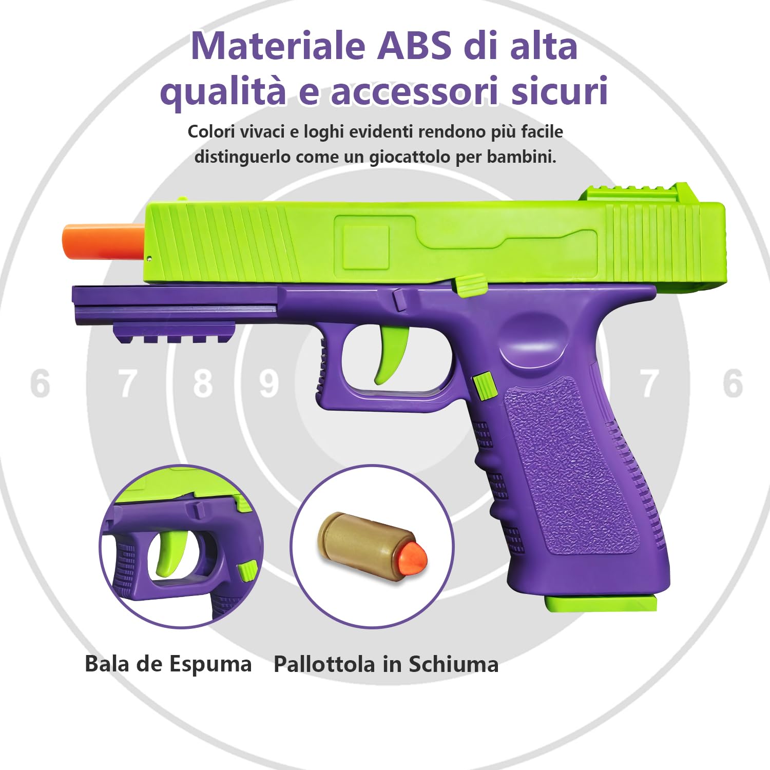 Pistola giocattolo per bambini, pistola giocattolo automatica con bossoli, pistola giocattolo meccanica per ragazzi e ragazze