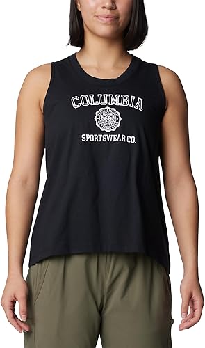 Columbia North Cascades Tank Camiseta, Negro/CSC Emblem Two, XL Mujer