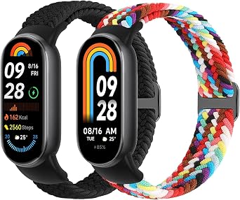 Braided Strap for Xiaomi Smart Band 10/Xiaomi Smart Band 9/Xiaomi Smart Band 8 Straps for Women Men, Elastic Adjustable Woven Replacement Bands for Mi Band 10/9/8