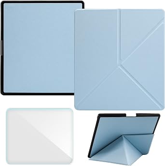 Stand Case Compatible with Kindle Scirbe, Includes a Screen Protector, Premium PU Leather Cover with Auto Sleep/Wake for 10.2 Inch Kindle Scribe 2022/2024 Release Sky Blue, One Size
