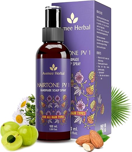 Avimee Herbal Hairtone PV 1 Scalp Spray | Natural DHT Blocker & Fights Hair Fall | With Rosemary, Saw Palmetto, Amla, Methi & Bhringraj Extracts |…