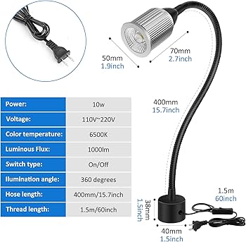 10W Magnetic Machine LED Work Light with Flexible Gooseneck and