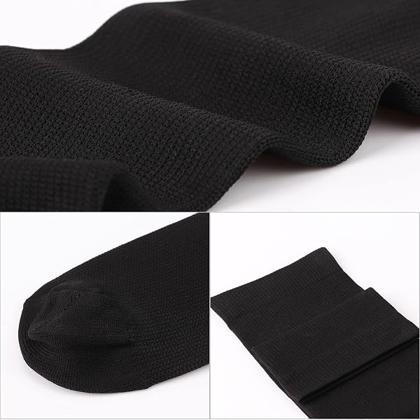 DRESHOW Chaussettes de Compression pour Hommes et Femmes Chaussettes de Compression pour Sportive, Cyclisme, Voyage en Avion, Course à Pied 3 Paires - 4