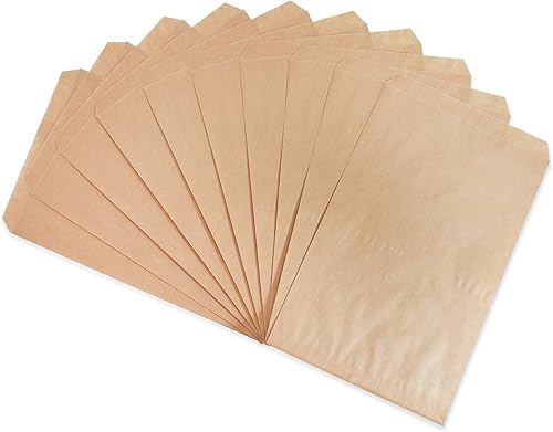 CuteBox 100 bolsas de regalo de papel plano Kraft marrón (6.0 x 9.0in) para mercancías, manualidades, regalos de fiesta, venta al por menor