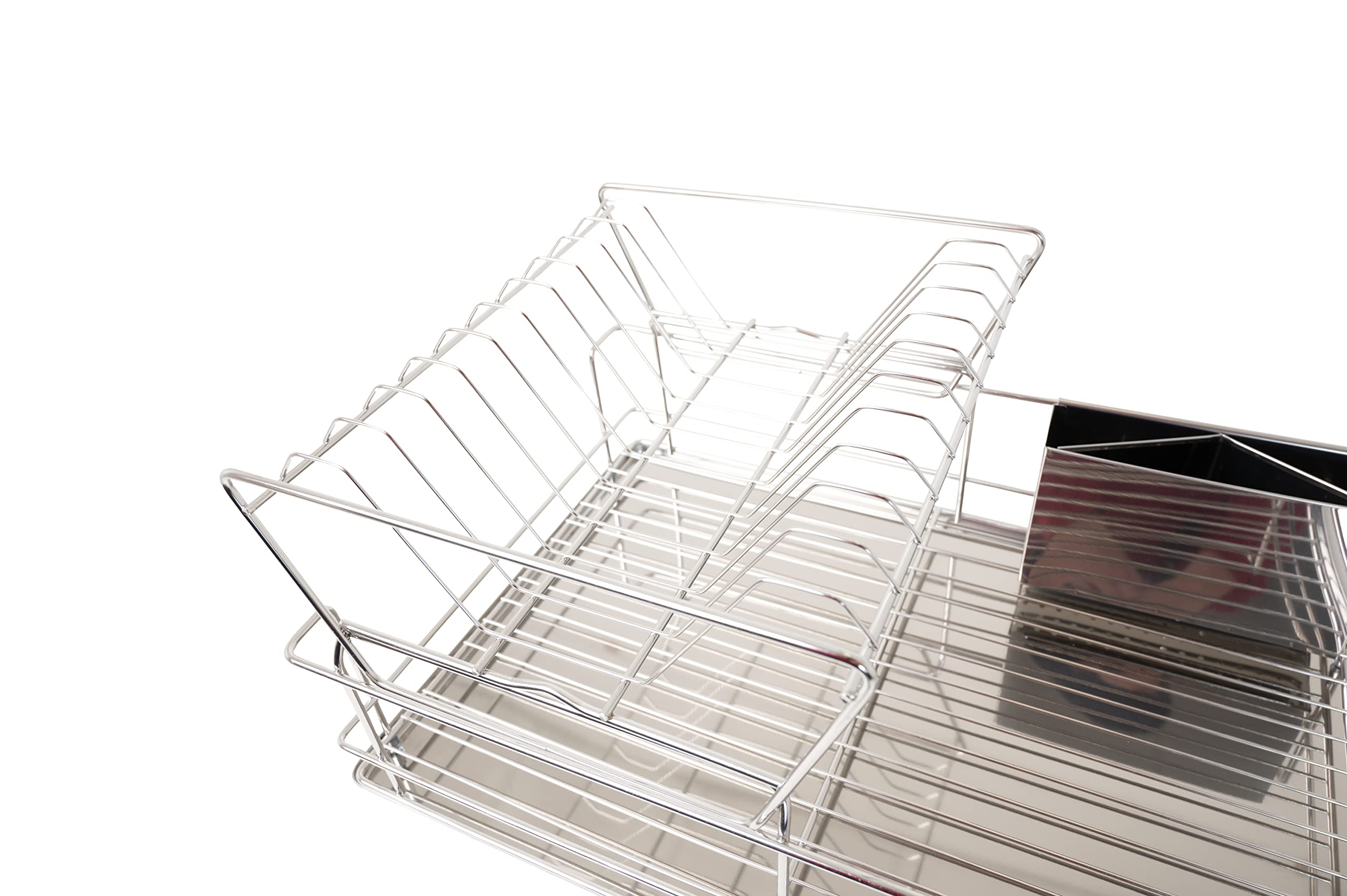 Égouttoir à Vaisselle en Acier Inoxydable avec bac d'égouttement et Porte-Couverts (2 étages en Acier)