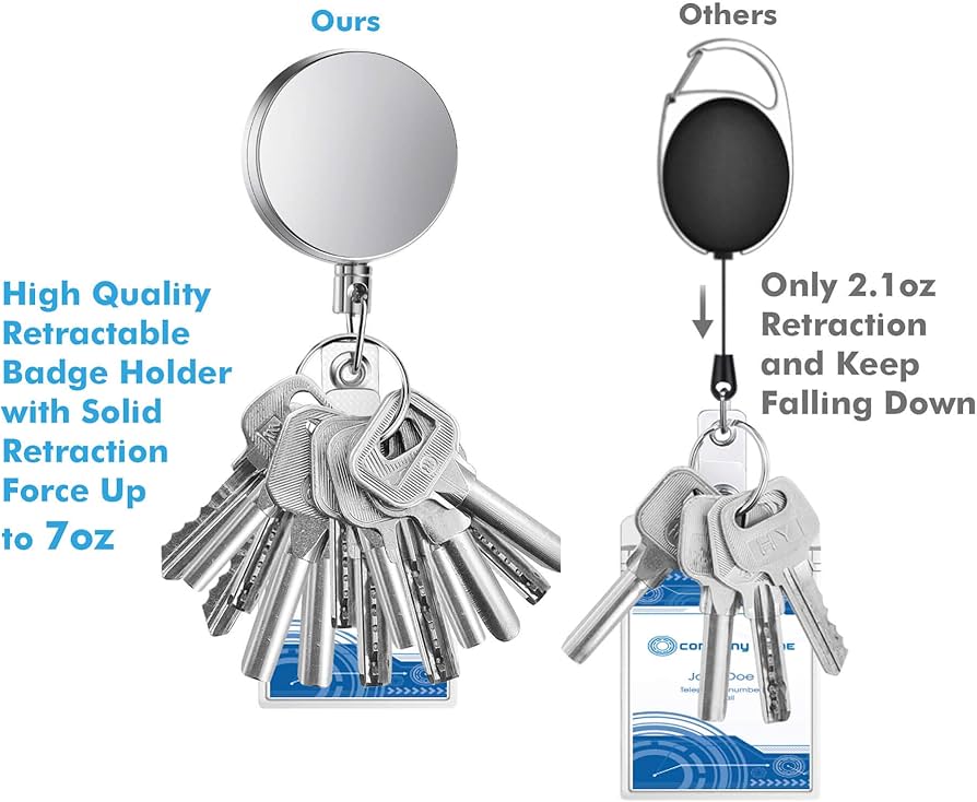 Lot de 2 porte-badges rétractables robustes et rétractables, 2 en 1