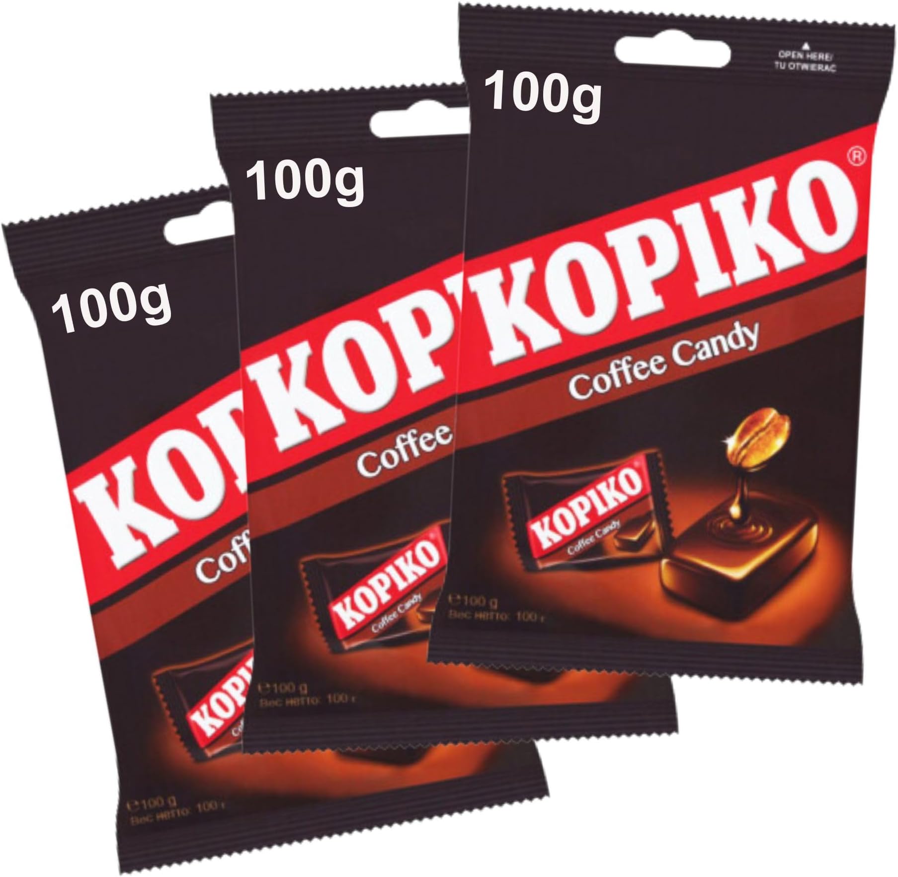 Coffee Candy Sweets Bundle Containing 3 Packs of Kopico Coffee Candy Hard Candy 100g x 3
