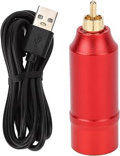 Adjustable Voltage RCA Interface Tattoo Power Supply with 1300mAh Battery and LCD for All Standard Rotary Pen Tattoo Machines (Red)