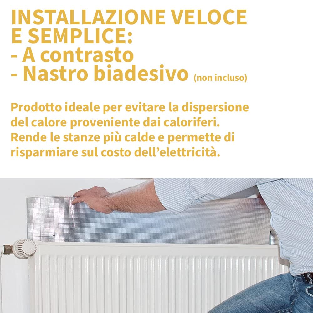 FERROELETTRA Pannello Termoriflettente in Resina di Polietilene Spesso - Riflettore Calore per Termosifoni, Efficienza Energetica, 70x100cm (10)