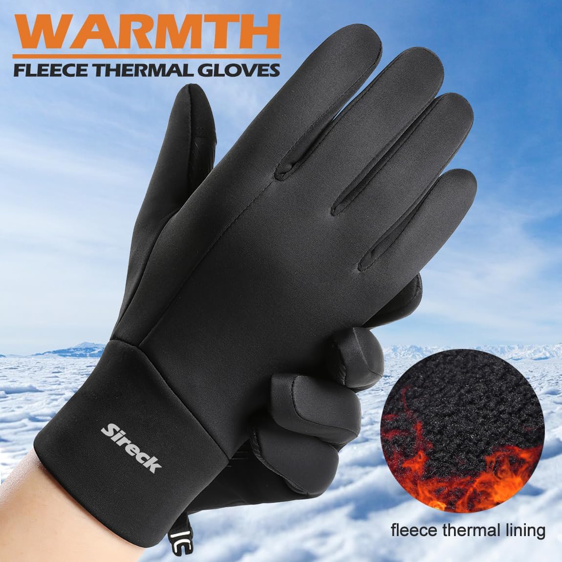 Sireck Water-Resistant Winter Gloves for Men, Touchscreen and Fleece Thermal Cold Weather Gloves, Snow Ski Gloves Winter Gear