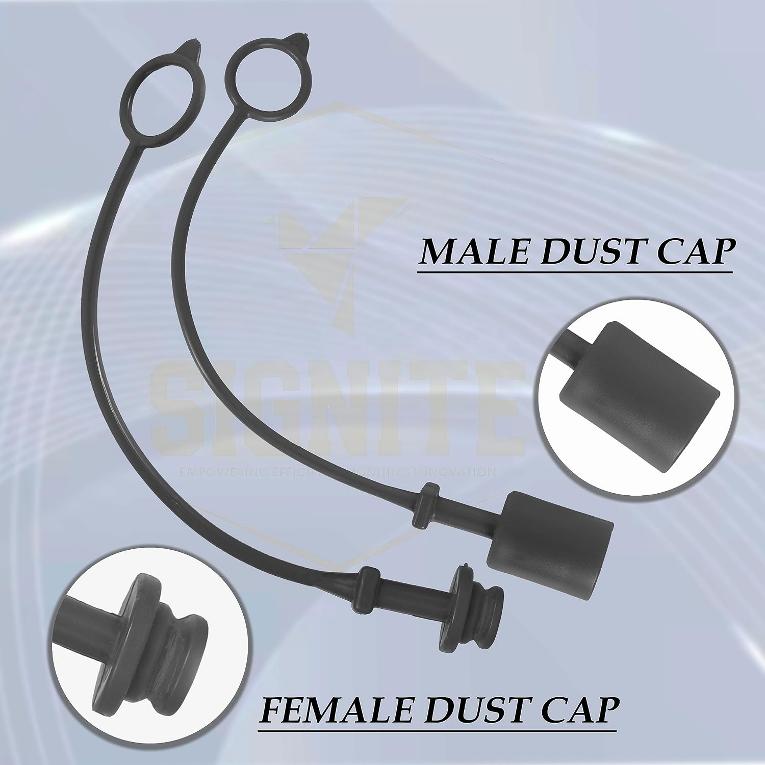 Signite 3/8" ISO A Hydraulic Dust Cap & Plug, 2-Pack, Black, Retention Ring