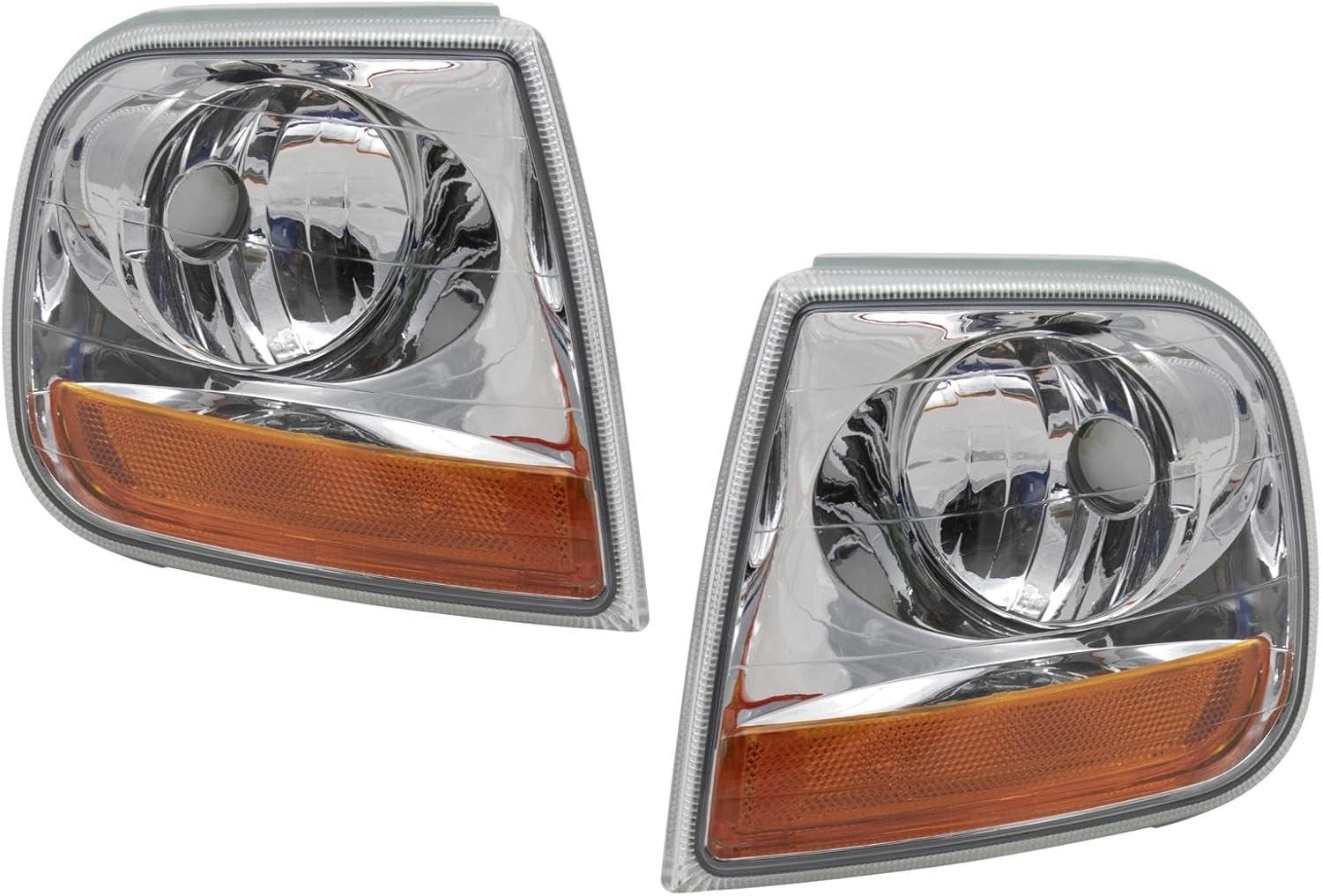TRQ Driver & Passenger Side Corner Light Set Compatible with 2001-2003 Ford F-150 FO2520170 FO2521170