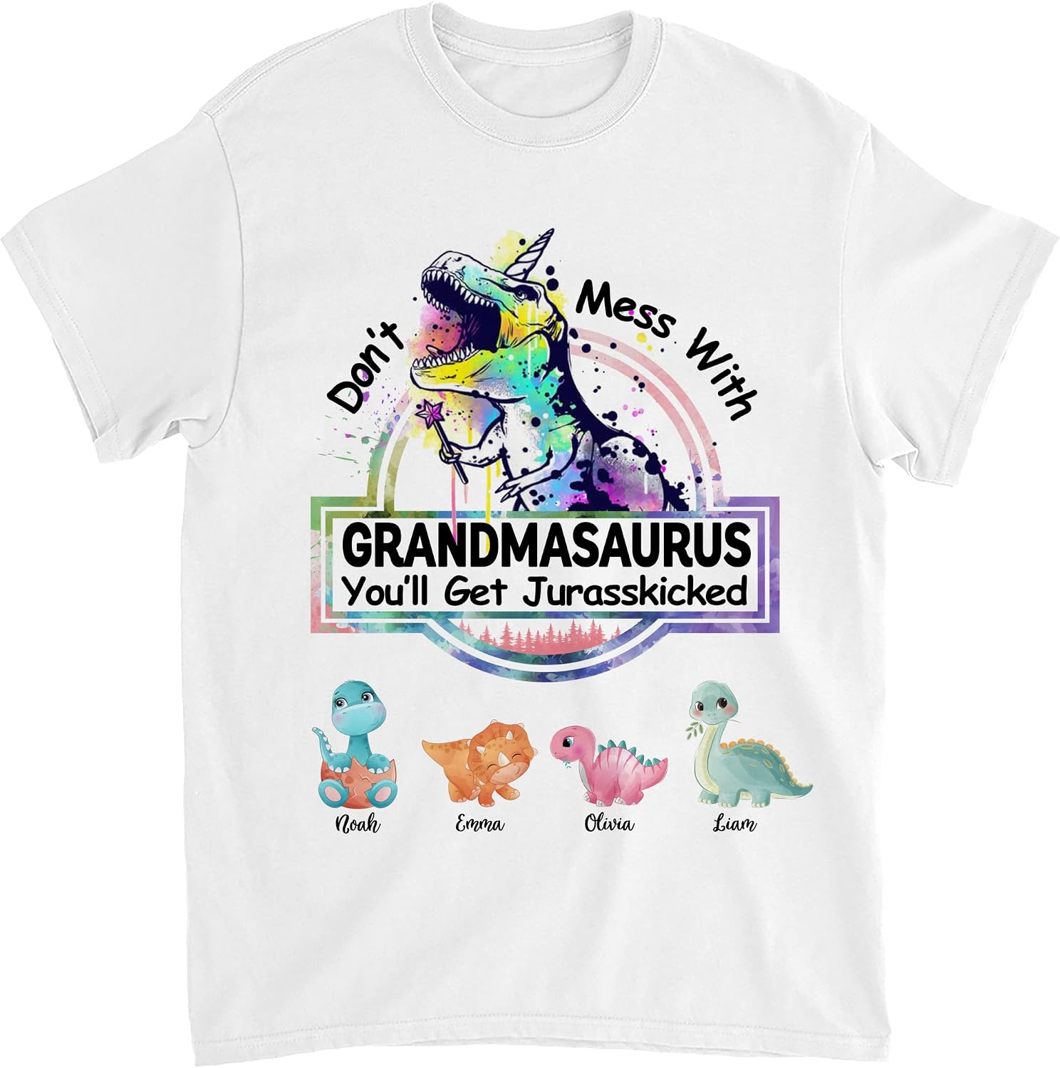 Gossby Personalized Custom Shirt - Don_t Mess with Grandmasaurus Personalized T Shirt-Grandma Saurus Grandma Shirt, Gr