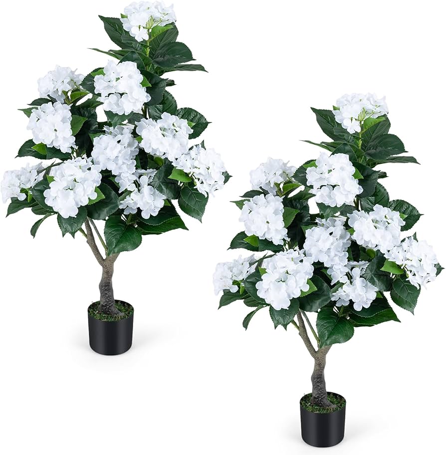 Amazon.com: Goplus Artificial Hydrangea Tree, 2 Pack Fake Floral