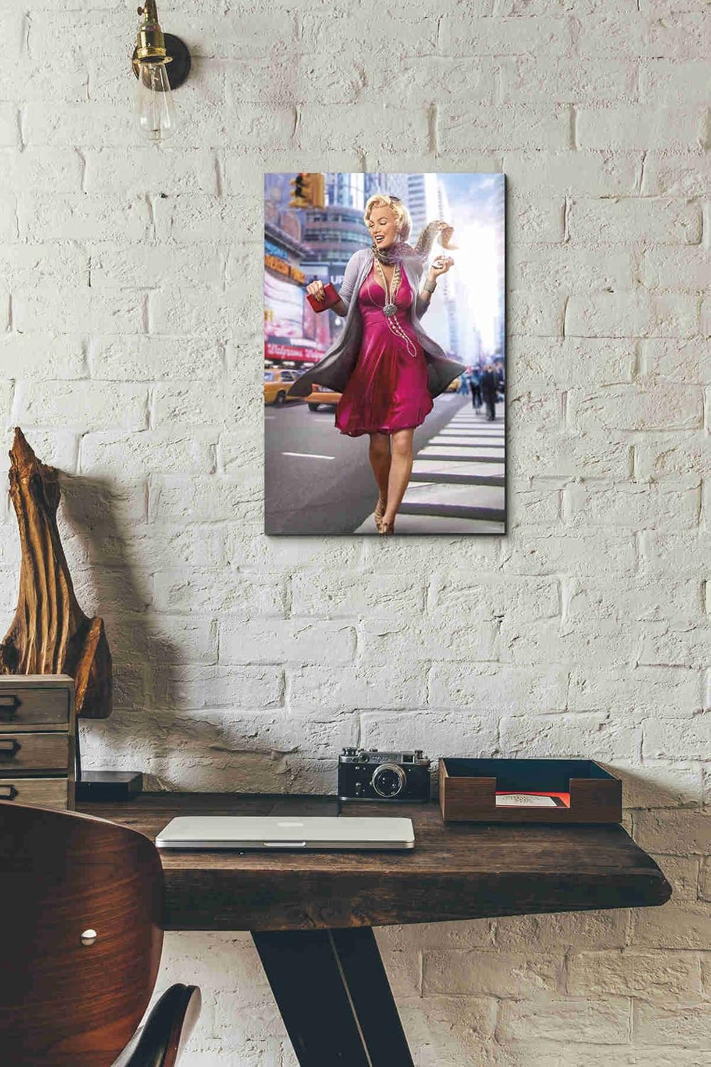 Epic Graffiti ' Marilyn in The City' by JJ Brando Giclee Canvas Wall Art, 12" x 18", Pink