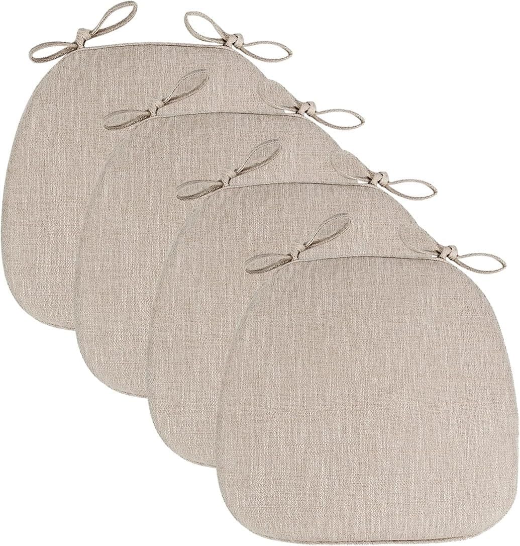 SVFOEBJM Chair Cushions with Ties for Dining Room Pack of 4 Soft Horse Saddle Seat Pad with Zipper Ideal for Kitchen Chairs Beige Color Comfortable and Stylish