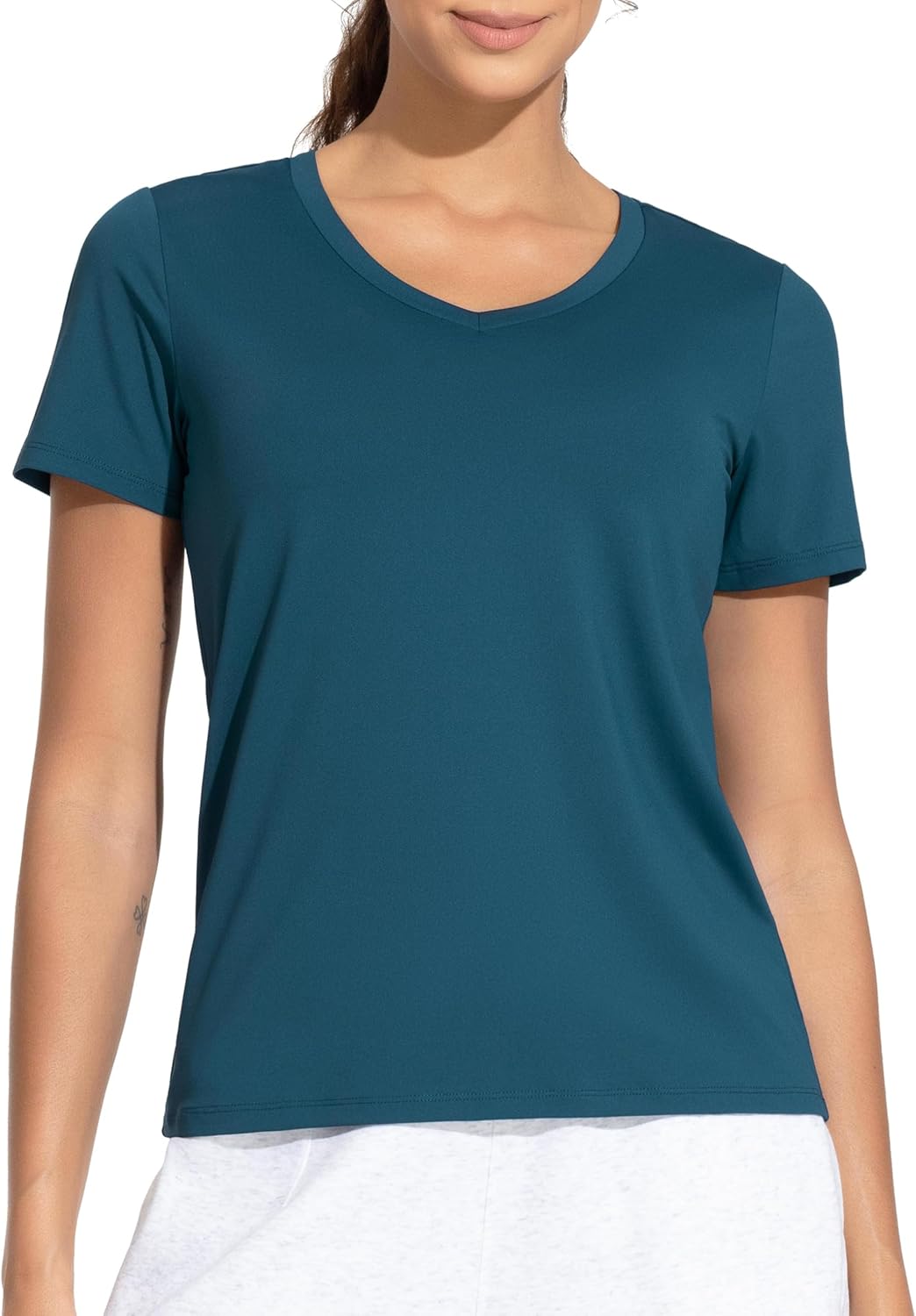 THE GYM PEOPLE Women's V-Neck Workout Shirts Short Sleeve Breathable Basic Yoga Athletic T-Shirts - Image 2