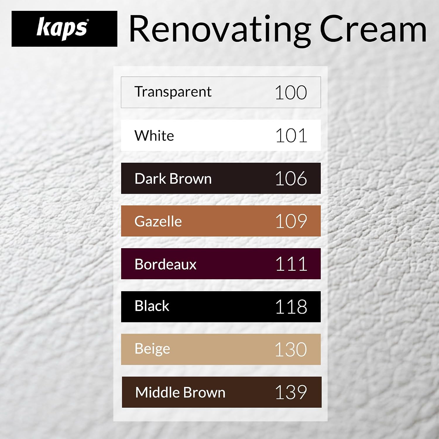 Kaps Renovating Repair Cream For Smooth Leather Shoes Bags Seats, Scratch And Scuff Cover, Renovating Cream