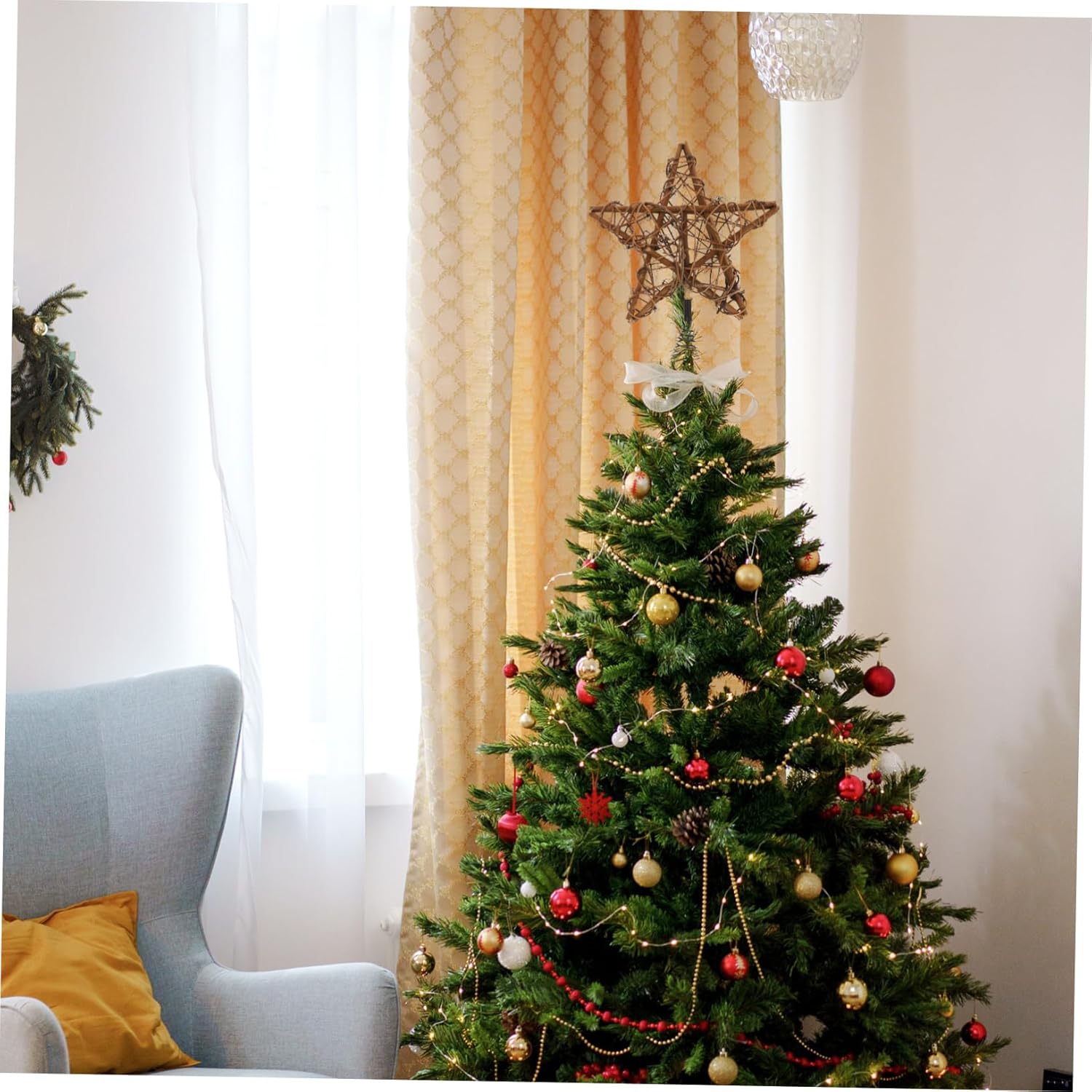 Five-Pointed Decor Reusable Festival Star Ornament Christmas Topper for Xmas Tree