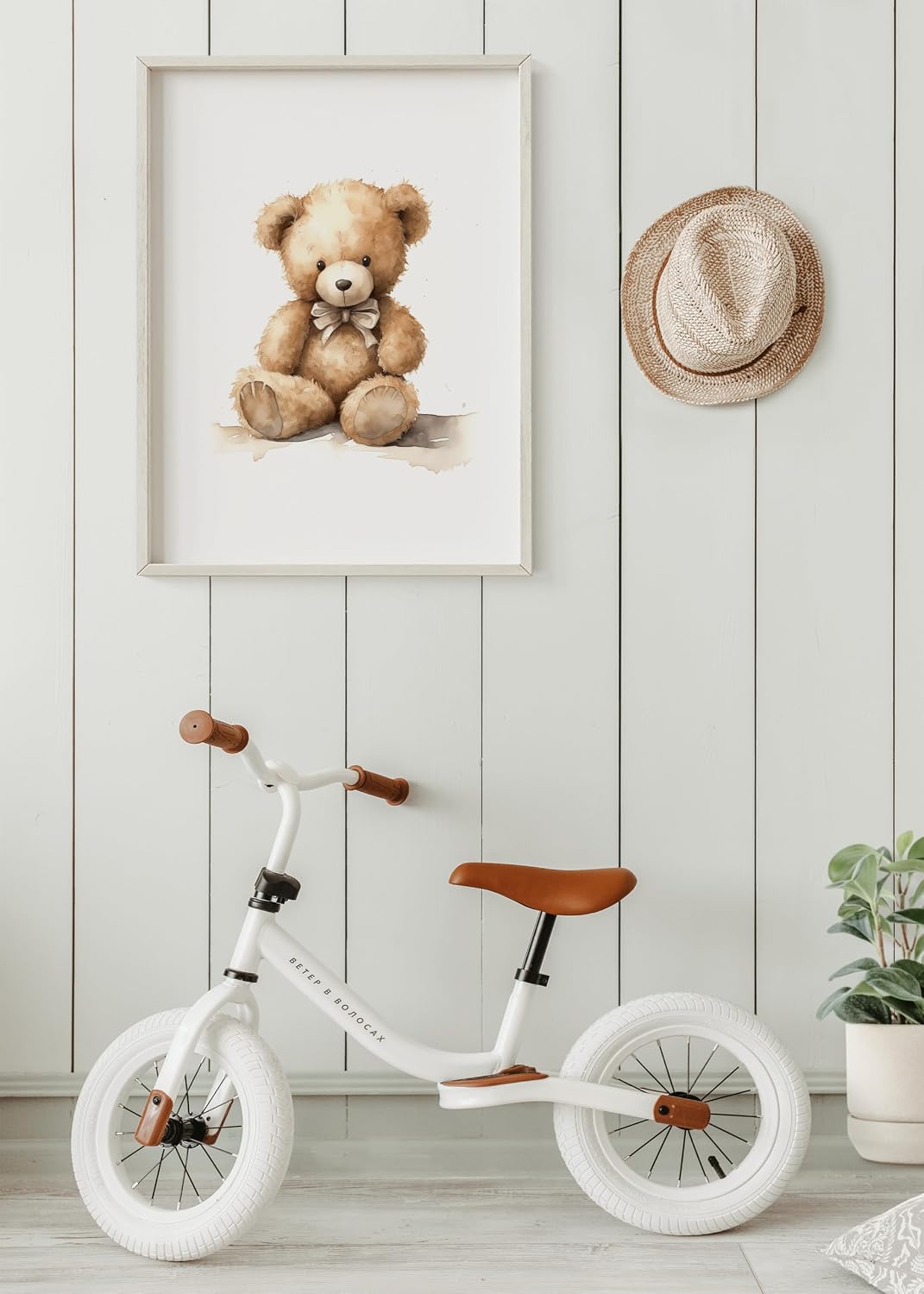 Poster Master Plush Teddy Bear Print - Cute Baby Animal Poster - Plushie Art - Minimal Wall Design - Gift for Boys, Girls & Parents - Decor for Nursery, Kid's Room or Bedroom - 8x10 UNFRAMED Wall Art