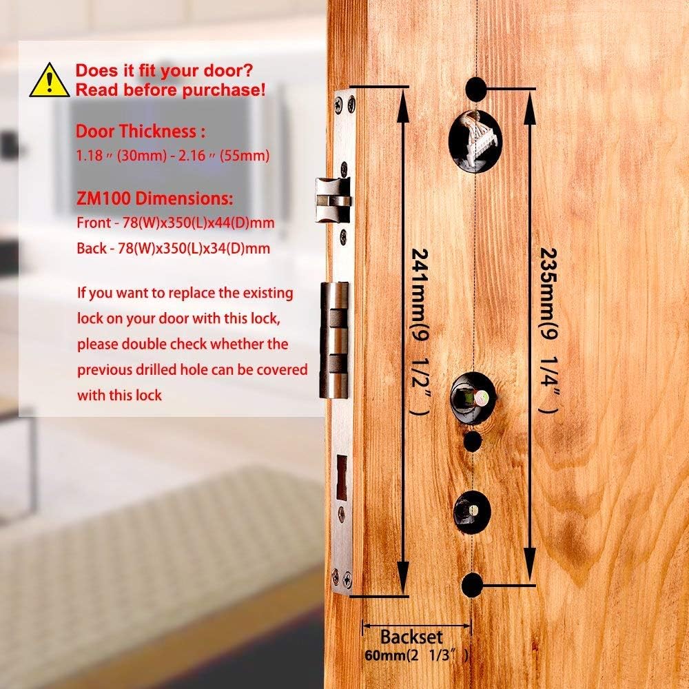 Get Cheap Price Fingerprint Electronic Door Lock Face Recognition Keyless Door Lock Digital Touch Screen Biometric Locks with Rechargeable Lithium Battery, Left Handed