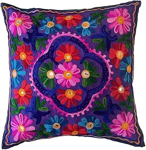 Cuscino in seta Indian Handwoven Banarasi, turchese - 40 cm x 40 cm