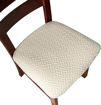 Genina Seat Covers for Dining Room Chair Seat Slipcovers Kitchen Chair Covers Beige, 2 Pcs