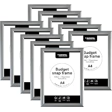 Europel Snap Frame Budget, Pack 10 pieces A4, 25 mm Aluminium Anodised Profile And Anti-Glare Cover Clip Poster Holders for Retail And Advertising Displays Notice Sign Board Frame for Walls