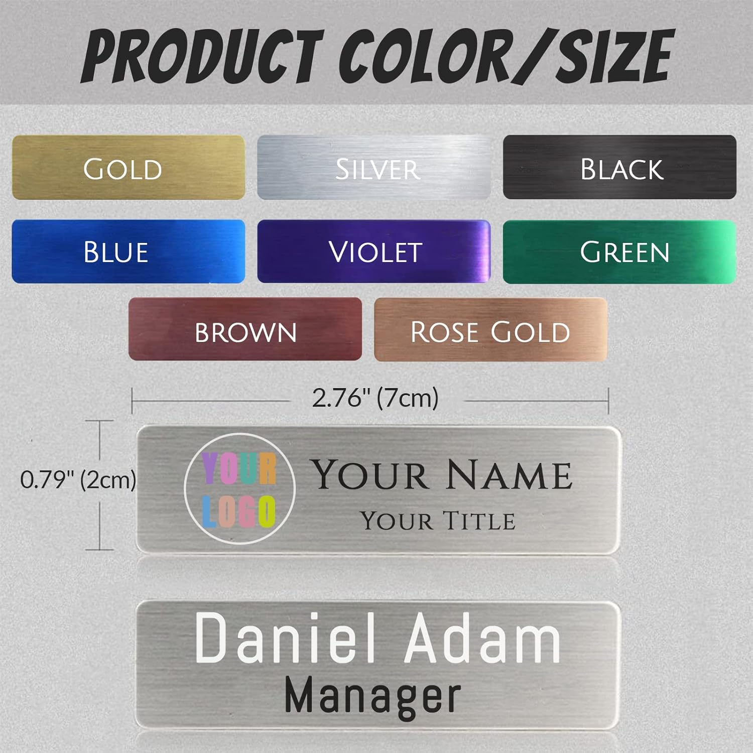 Custom Name Tag with Logo/Name, Personalized Name ID Badge with Magnet Pin Backing - Multiple Color for Uniforms, Employees, Staff, Doctors, Nurse - UV Printed Name Tag - 4PCS