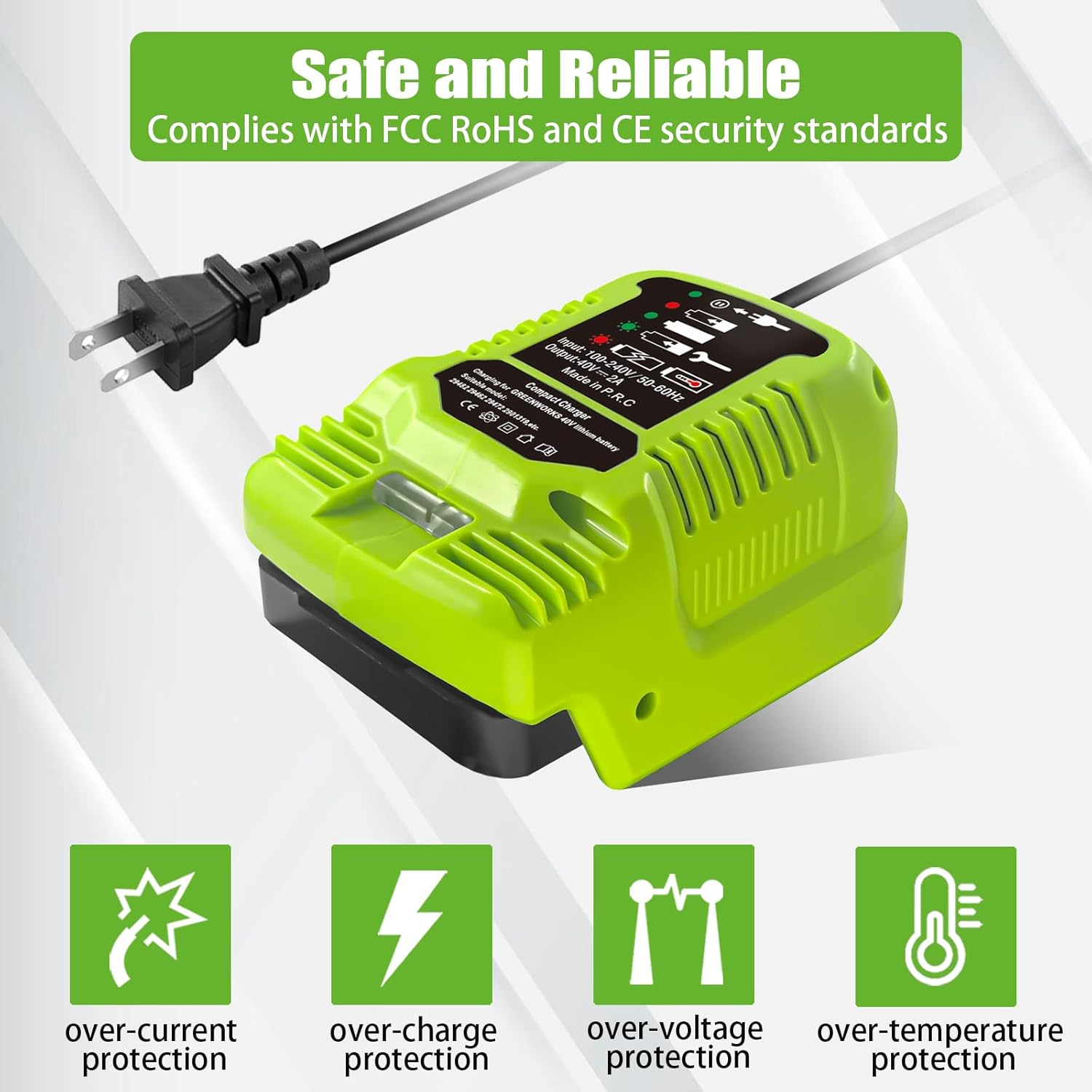 TPDL Mini Charger for Greenworks 40V Battery, 1/2 Size of Original, Compatible with G-MAX 40V Battery 29462, 29472 and for Greenworks Other 40V Battery - Image 6