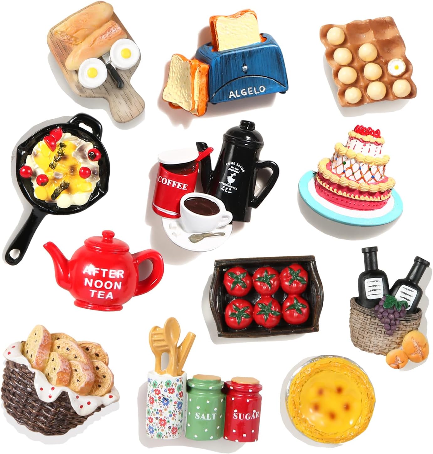12pcs Cute Food Fridge Magnets for Fridge Cute Magnet Refrigerator Stickers for Kitchen Magnet Decorative Strong Resin Fun Magnets Home Decor Office