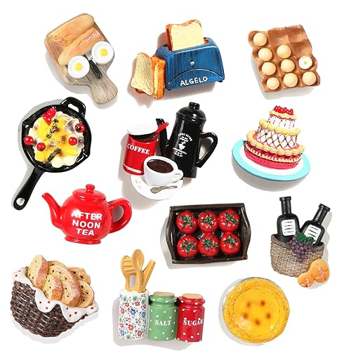12pcs Food Fridge Magnets for Fridge Fun Cute Magnet Refrigerator Stickers for Kitchen Magnet Decorative Strong Resin Magnets Home Decor Office - 12PACK