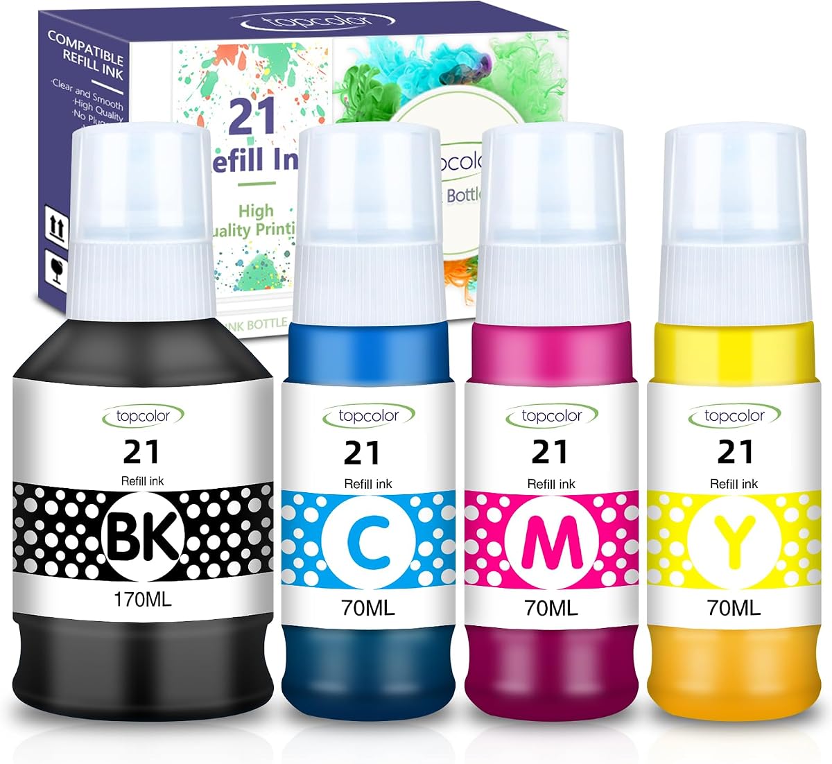 GI-21 G3270 G3260 Ink Bottles Compatible for Canon GI21 Ink Refill Bottles | GI21 Ink Refill Bottles Set Compatible for Canon MegaTank G3270 G3260 G3290 G3272 G4280 G4270 G2270 G2260 G1220 G1230 Printer
