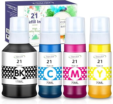 GI-21 G3270 G3260 Ink Bottles Compatible for Canon 21 GI-21 GI21 Ink Refill Bottles Set, Compatible for Canon MegaTank G3270 G3260 G3290 G3272 G4280 G4270 G2270 G2260 G1220 G1230 Printer